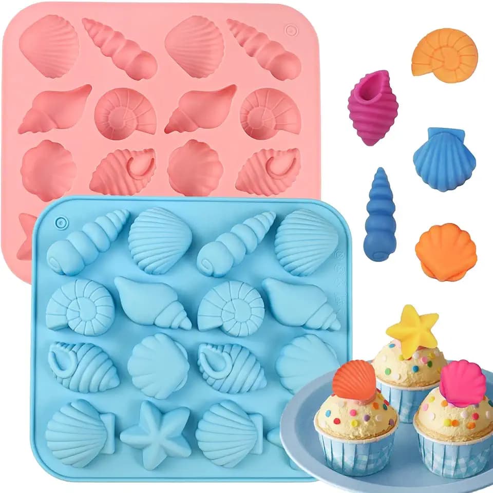 Seashell Chocolate Molds, 2 Pack Ocean Themed Silicone Baking Molds
