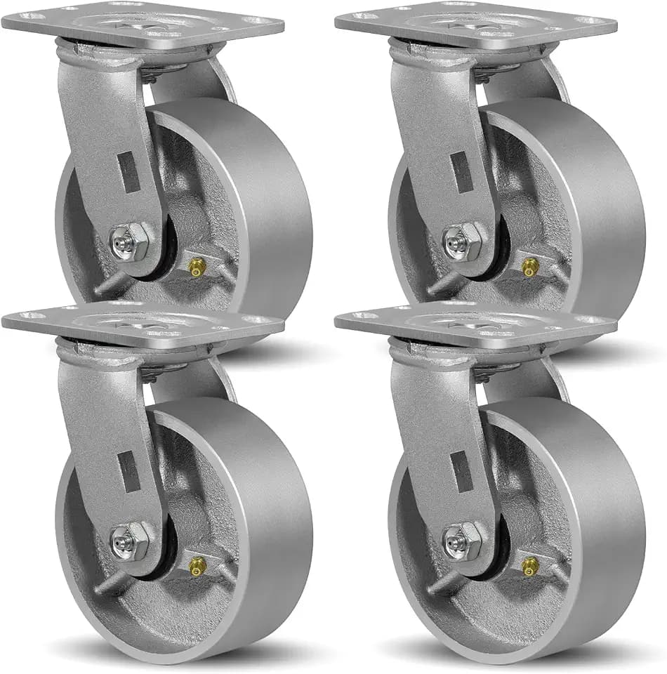 SY America 5" × 2" Cast Iron Caster Wheels,Set of 4 Heavy Duty Industrial Casters, Load Capacity 4400 lbs,Perfect Toolbox Caster Wheels-4 Swivel