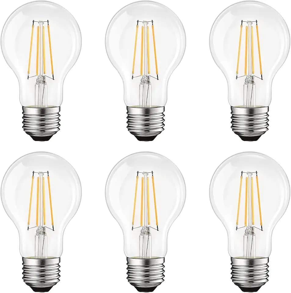 LUXRITE Vintage A19 LED Light Bulbs 60W Equivalent, 2700K Dimmable (6 Pack)