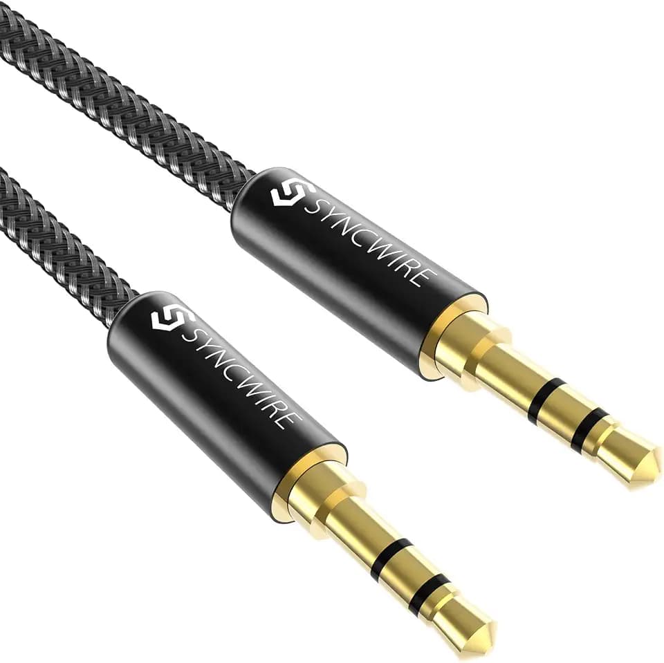 Syncwire Aux Kabel 3.5mm Audio Kabel - 0.5m Klinkenkabel für Kopfhörer, Apple iPhone iPod iPad, Echo Dot, Heim/KFZ Stereoanlagen, Smartphones, MP3 Player und Mehr - Nylon, Schwarz