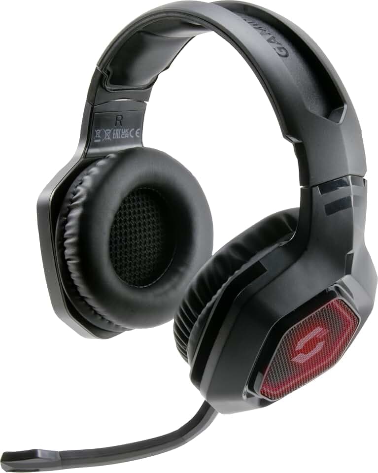 Speedlink MANDAS RGB Gaming Headset – wireless Gaming Kopfhörer für PC/Playstation/Switch, Verbindung wahlweise kabellos oder kabelgebunden, farbige LED RGB-Beleuchtung, Lautstärkeregler, schwarz
