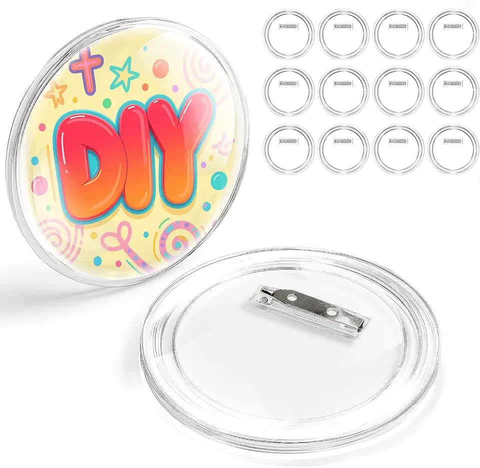 12 Pack 3 Inch Clear Custom Photo Button Pins DIY Acrylic Blank Badges