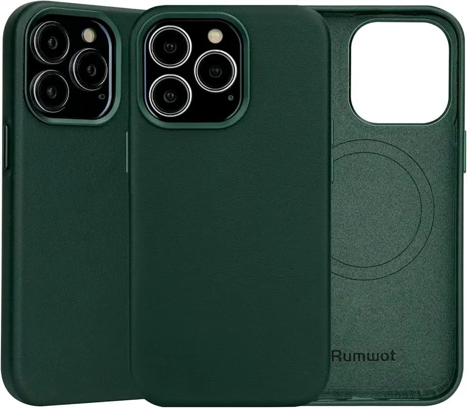 for iPhone 14 Pro Case Leather Compatible with MagSafe (Green)