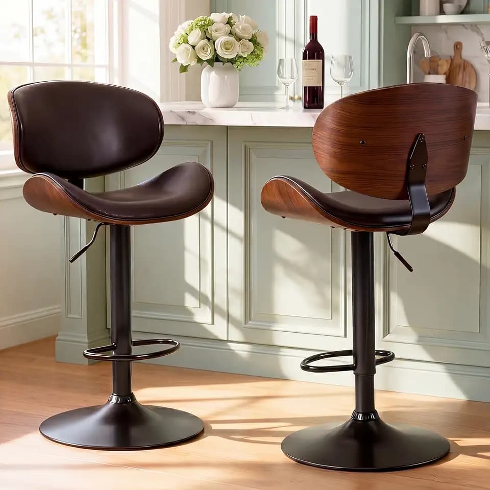 DUMOS Swivel Bar Stools Set of 2, Adjustable Counter Height Bar Chairs