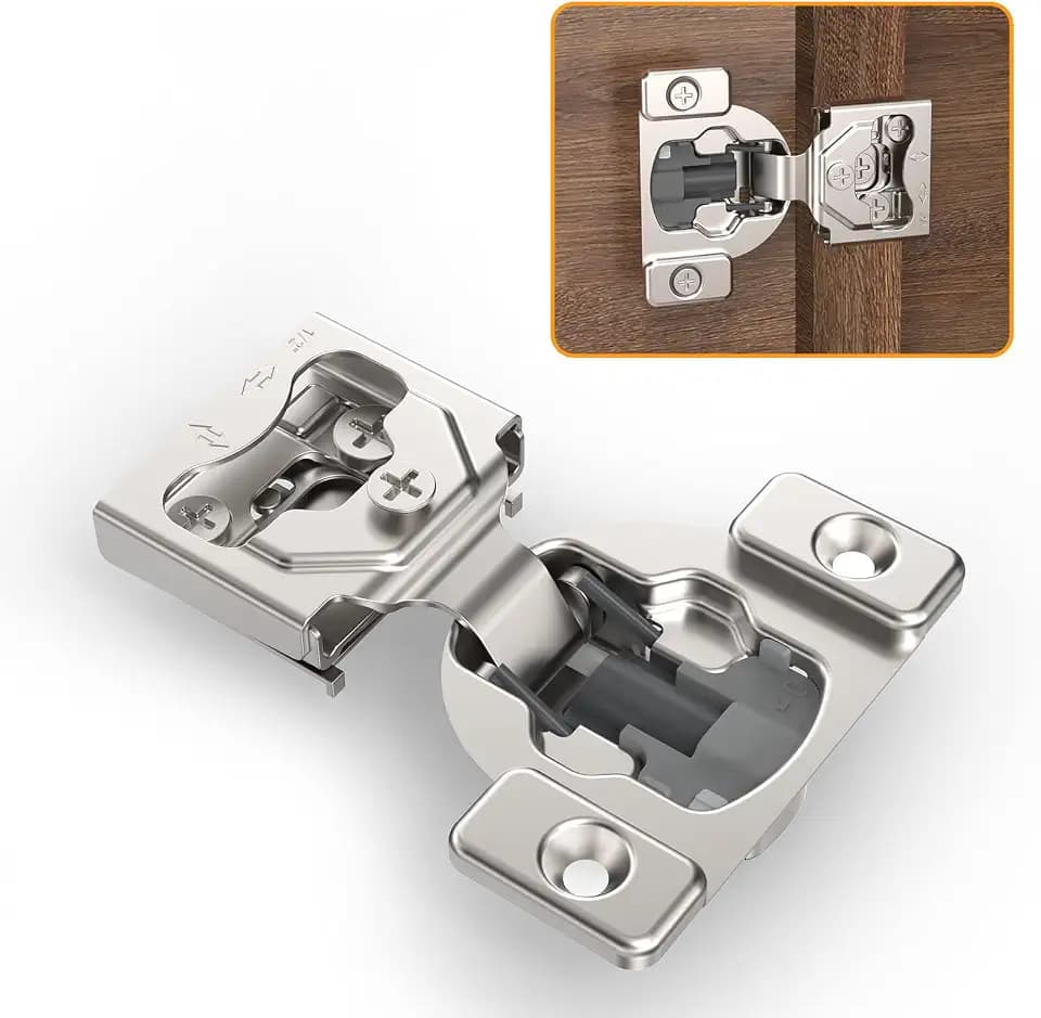 Chibery 50 Pack 1/2" 4D Concealed Hinges for Face Frame Door, Soft Close On/Off Switch, Self Closing, 105° Open Angle Concealed Stainless Steel Hinges for Framed Cabinet, Satin Nickel