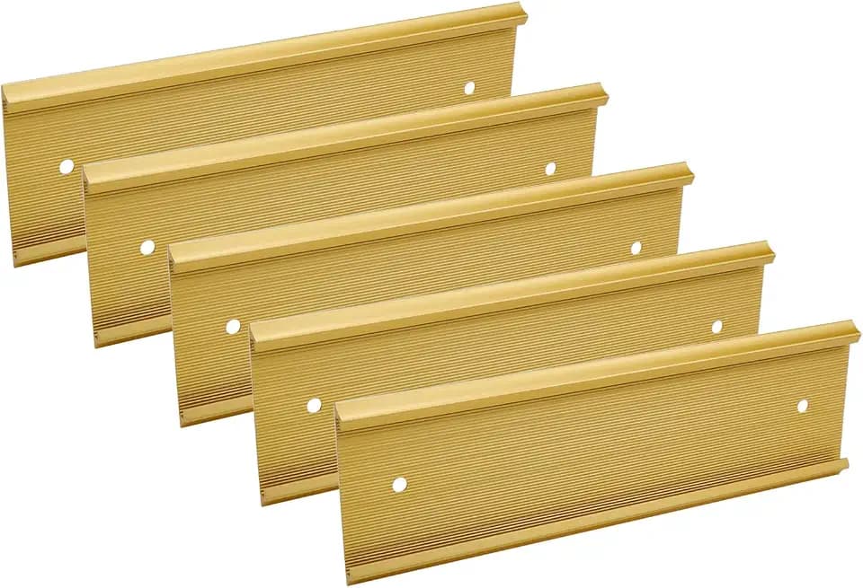Antrader 5Pcs Name Plate Holders,Aluminium Alloy Desk Name Plate,Gold,2"×8"