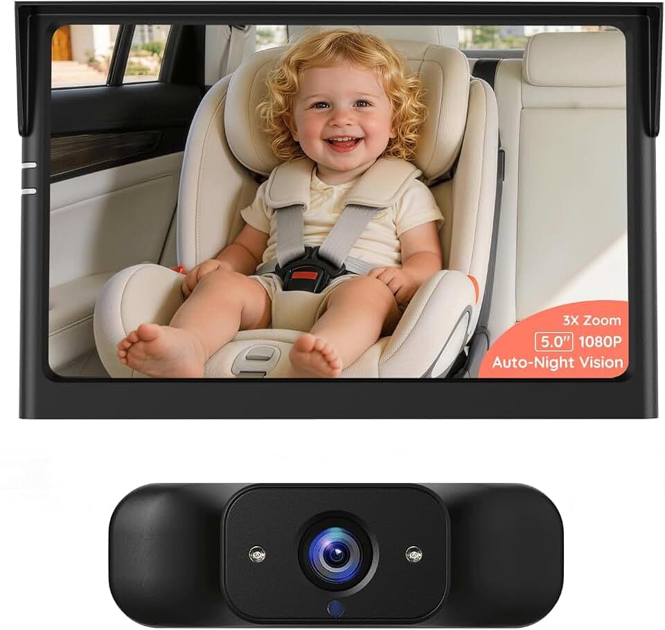 LUCKVIEW BM1 Baby Car Camera, 5" 1080P Baby Car Monitor