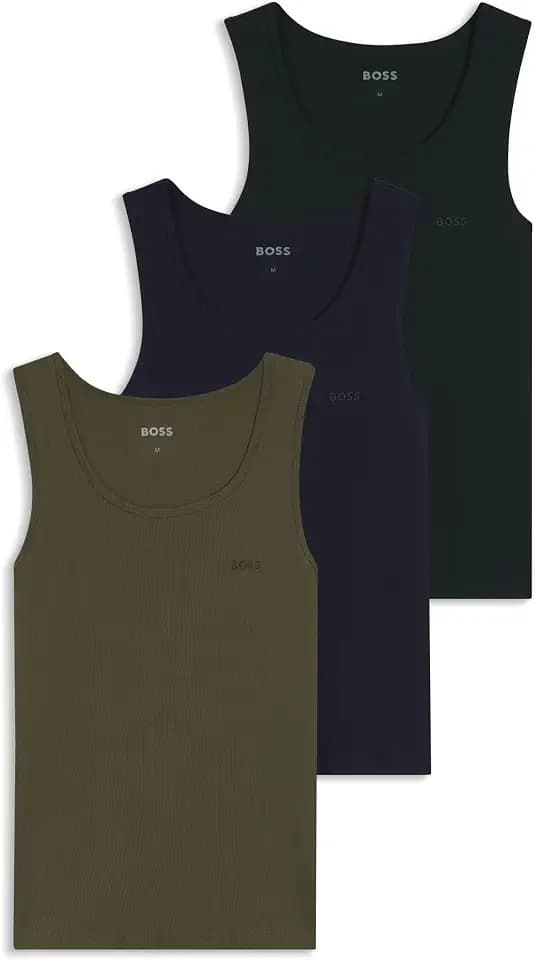 BOSS Herren TankTop3P RibClassic Dreierpack Unterhemden aus RIPP-Baumwolle