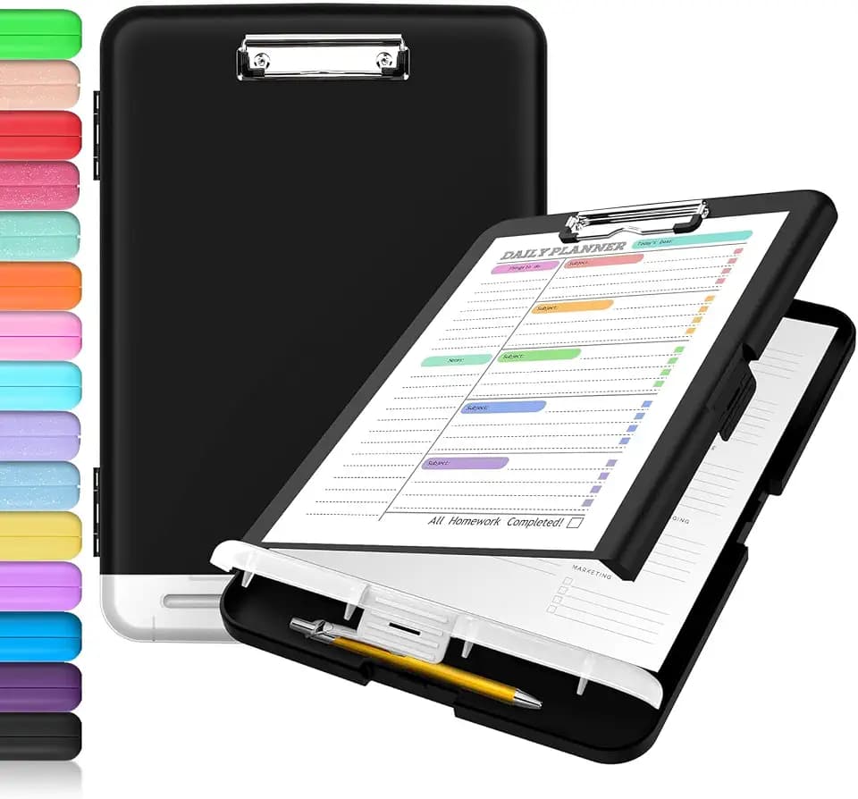 Sooez Clipboard with Storage, Clip Board 8.5 x 11 with Pen Holder, High Capacity Plastic Organization Case Box for Letter Legal A4 Size Paper, Nurses Teachers Must Haves, School & Office Supplies