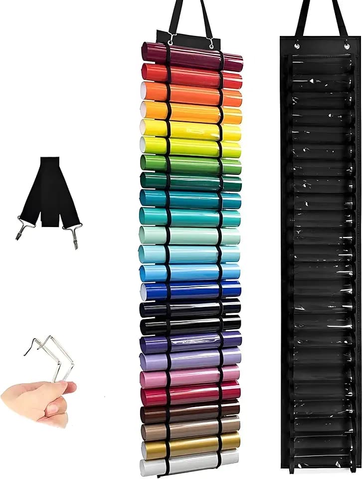 24 Compartment Organizer for Diamond Art Painting Kits, 51.6" x 8.46" Hanging Storage Bag for Diamond Art Accessories with Transparent Pockets, Neatly Organize Craft Diamonds Painting Canvas Supplies