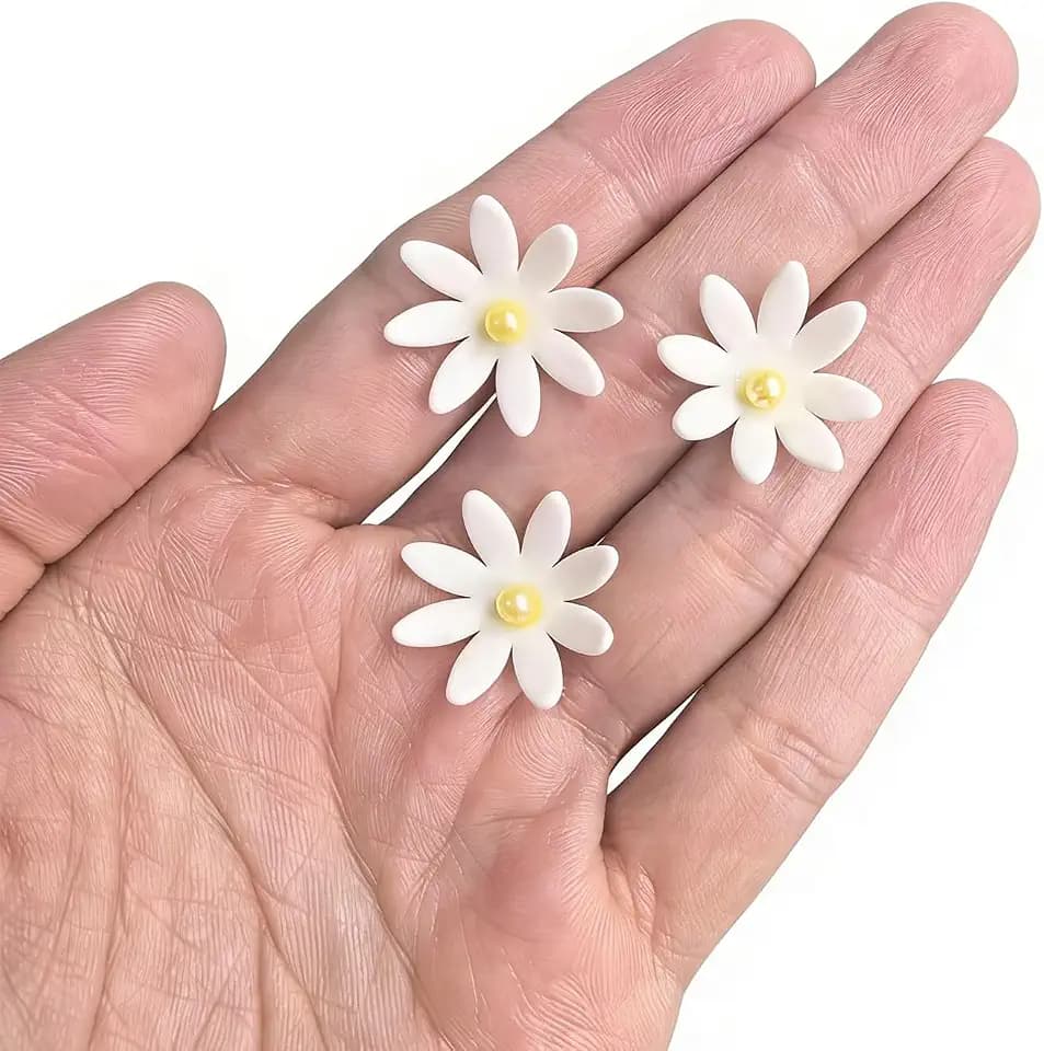 108 Count Edible Flower Cake Decorations, Small Edible Flowers, Sugar Flowers, Cakes & Cupcakes Toppers, Edible Dessert Decorations (0.8 Inch) (8 Petals White)