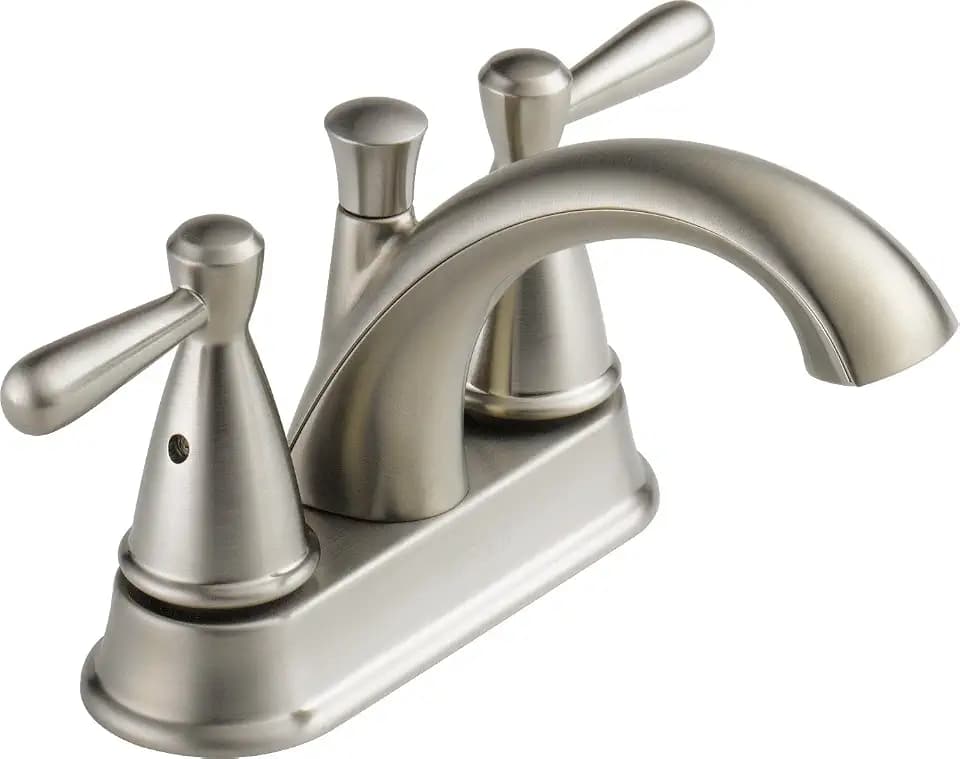 Peerless Bayside Centerset Bathroom Faucet Brushed Nickel, Bathroom Sink Faucet, Drain Assembly, Brushed Nickel P99640LF-BN