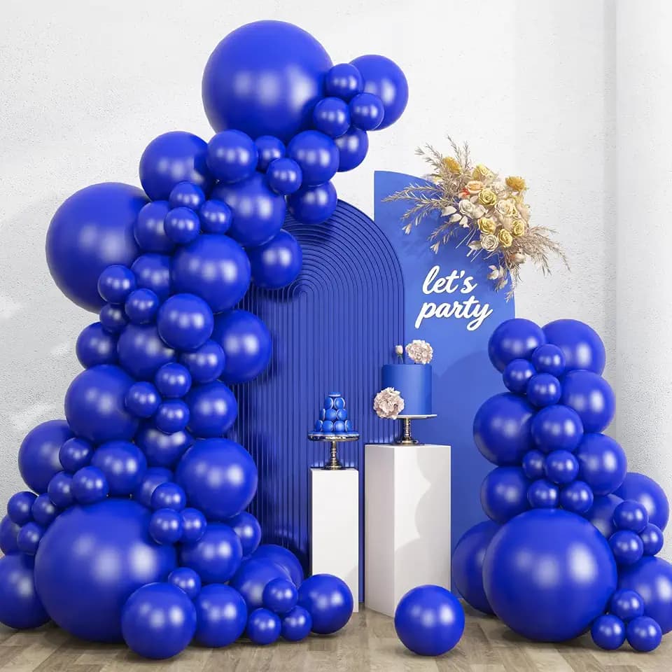 RUBFAC Royal Blue Balloons Different Sizes 135pcs for Birthday Arch
