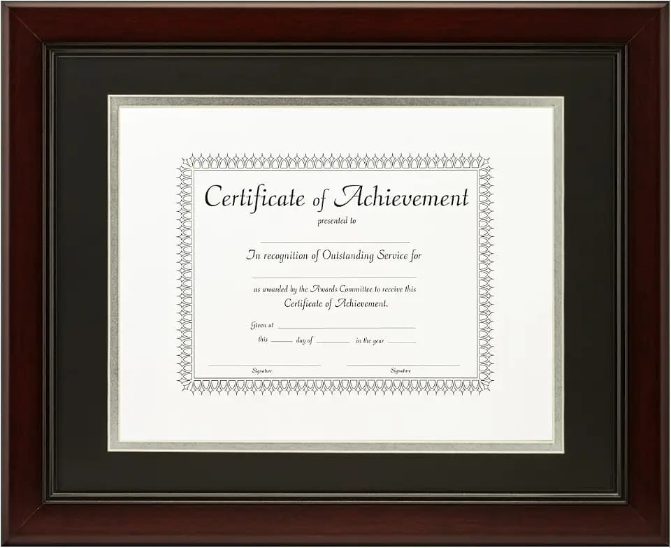 Craig Frames 11x14-Inch Mahogany Document Frame, Double Mat with Single 8.5x11-Inch Opening