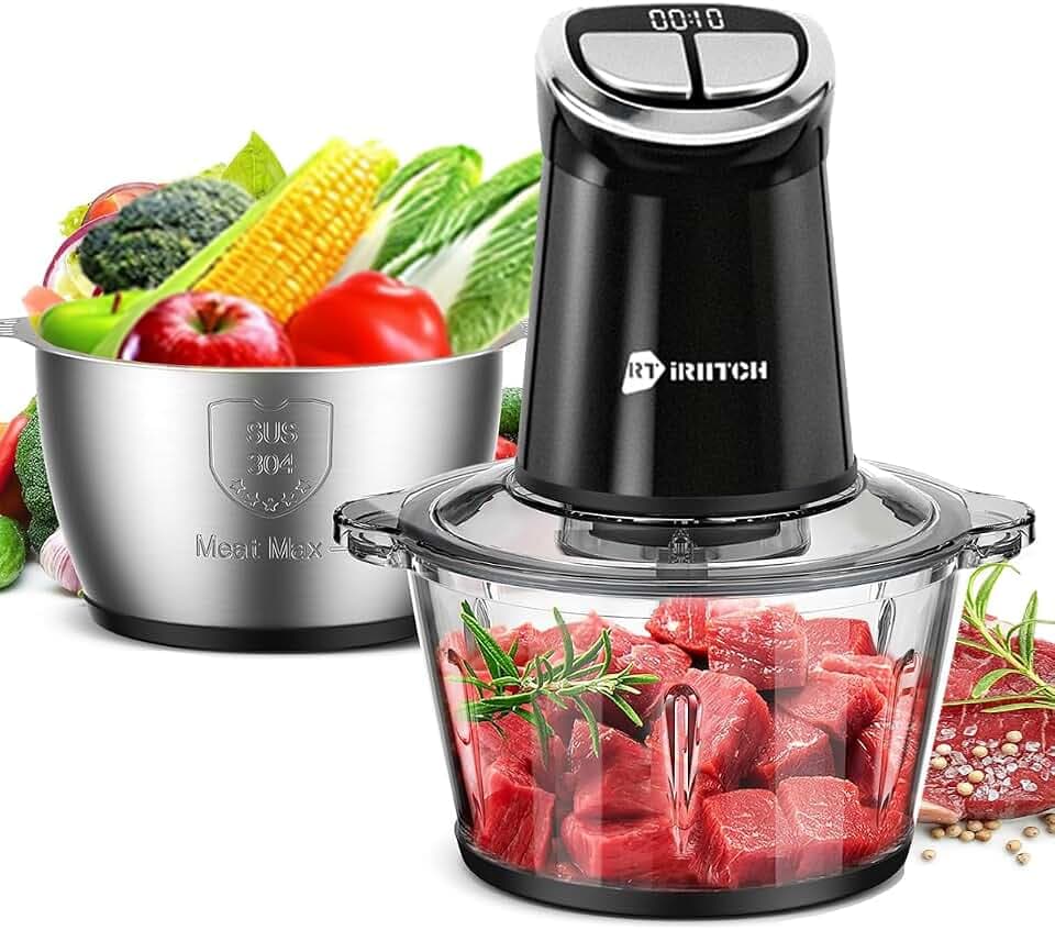 IRIITCH Food Processor with LED Timer, 800W Electric Chopper