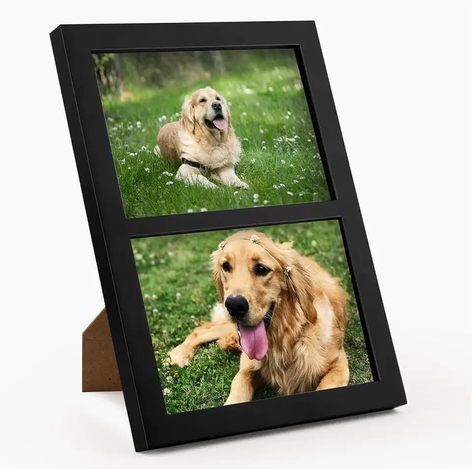 Golden State Art, 5x7 Double Picture Frame, Display Two 5x7 Photos (Black)