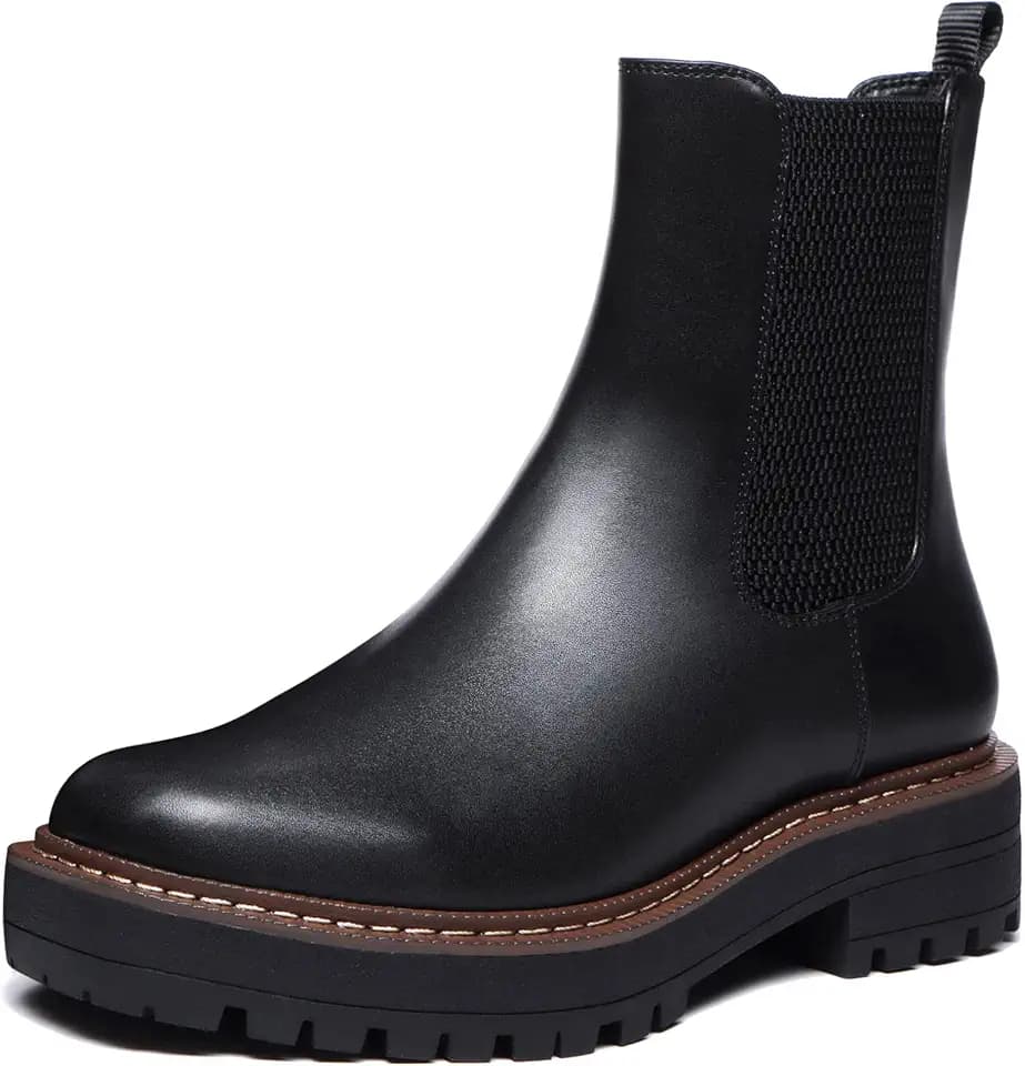 Athlefit Women's low Heel Chelsea Platform Ankle Boots