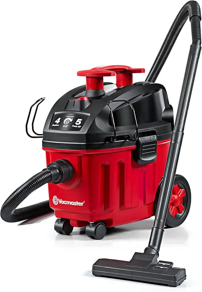 Vacmaster VF408B 1101 4-Gal 5 Peak HP Compact Household Wet/Dry Vacuum Red