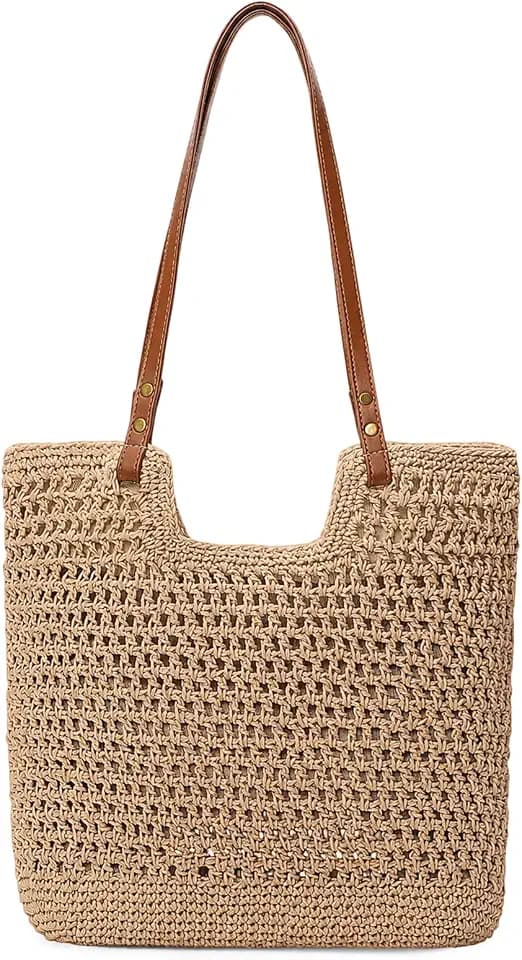 RNIEGA Crochet Beach Bag for Women Woven Shoulder Bag Boho Tote for Travel