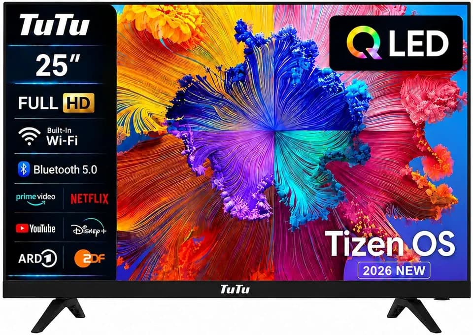 TuTu Smart TV 25 Zoll (64 cm), Full HD QLED Fernseher, TU25Q1FQ-T8, 2026