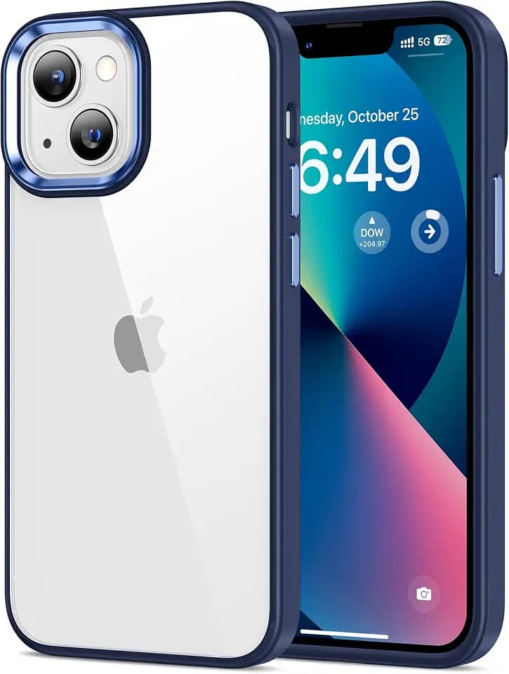 HOOMIL Case for iPhone 13 Mini 5.4-Inch, Non-Yellowing, Drop Protection, Anti-Scratch Transparent Hard Back Phone Cover - Blue