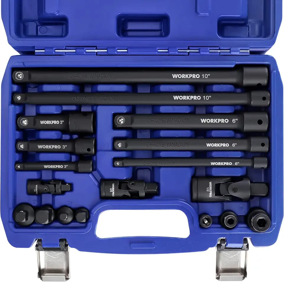 WORKPRO 18-Piece Impact Socket Extension Set, 1/4", 3/8" & 1/2" Drive