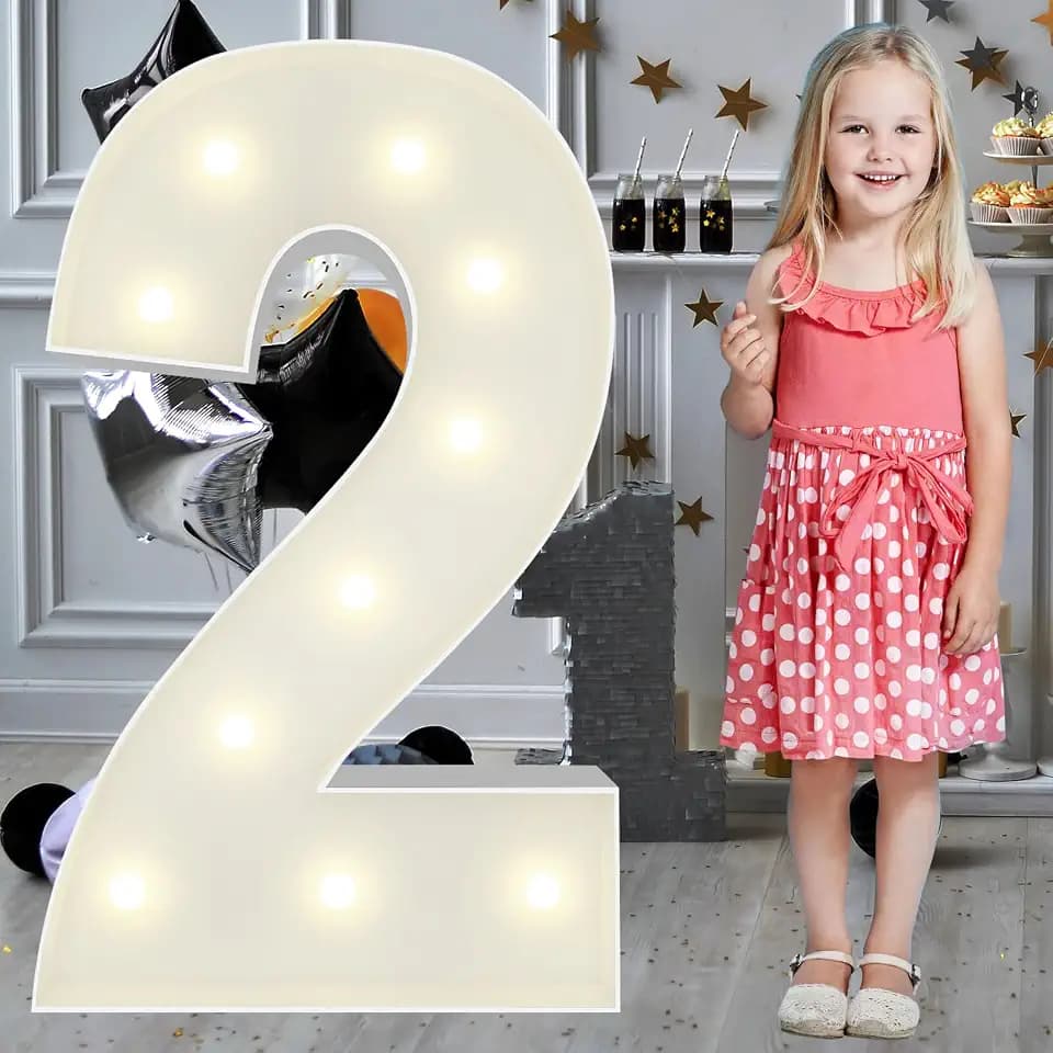 3FT Marquee Numbers 2 Light Up Sign for 2027 Graduations Decor