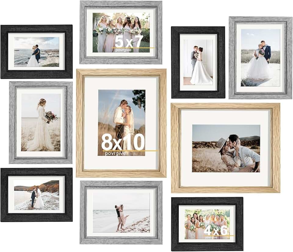 Povrgive Picture Frames Collage Wall Decor, Gallery Wall Frame Set of 10