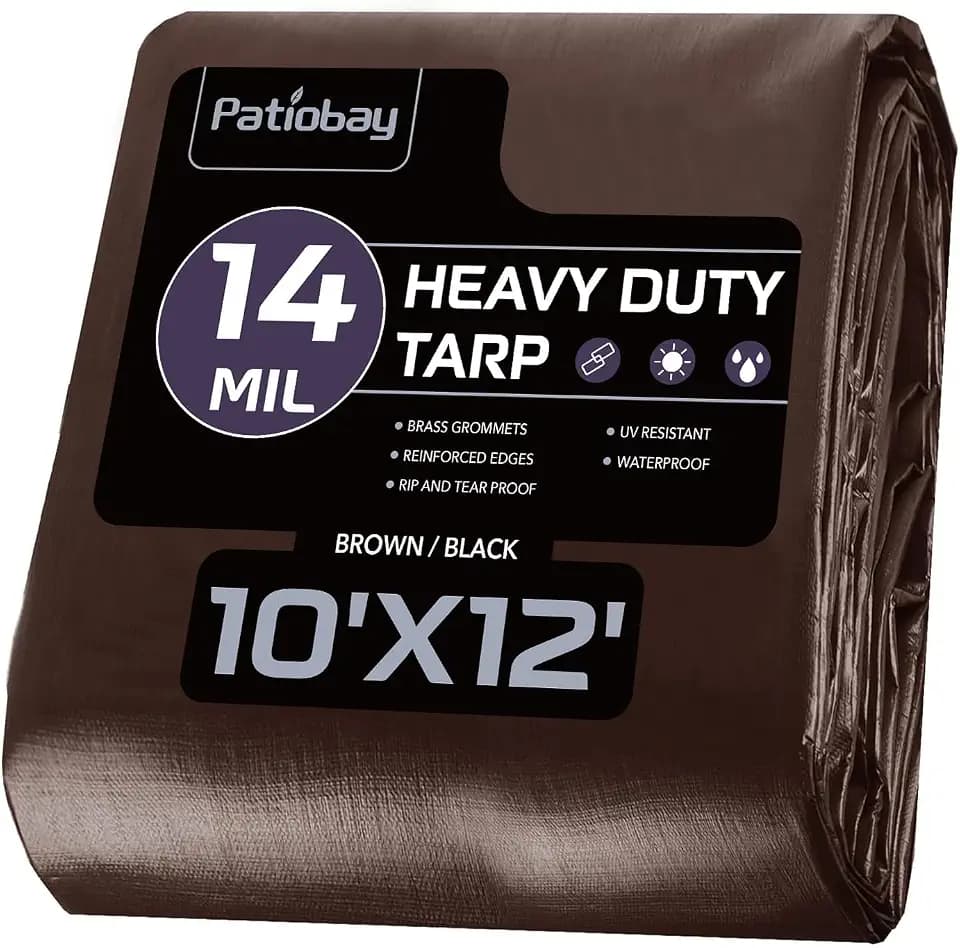 Tarp 10x12 FT Heavy Duty Waterproof 14 Mil Brown