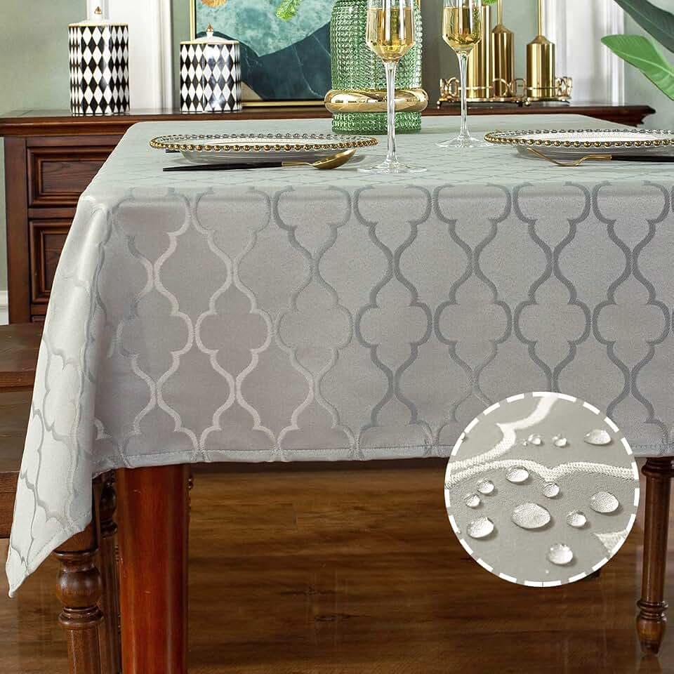 SASTYBALE Jacquard Tablecloth, Rectangle, Gray, 52" x 70"
