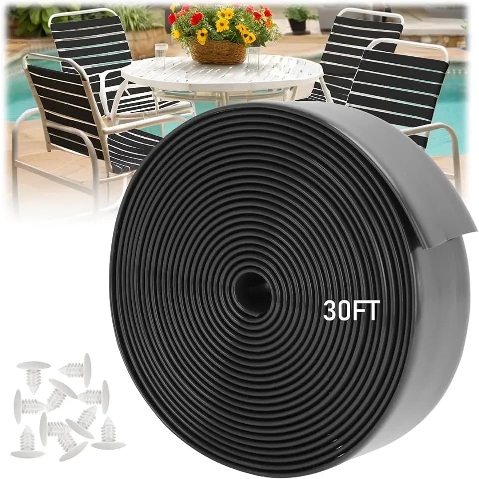 LukLoy 2" Wide 30ft Long Vinyl Straps for Patio Chairs Repairs, Black