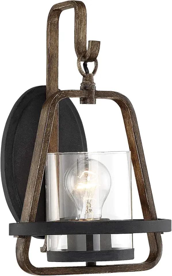 DESIGNERS FOUNTAIN Ryder Wall Sconce Light, 13.75 Inch Lighting Fixture for Bedroom, Bathroom and Entryway, Forged Black, 93501-FB