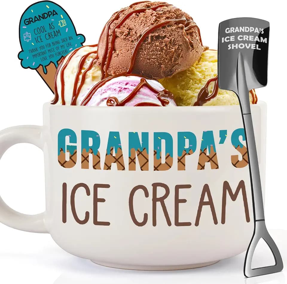 Grandpa Gifts for Birthday - Grandpa's Ice Cream Bowl Set Gift