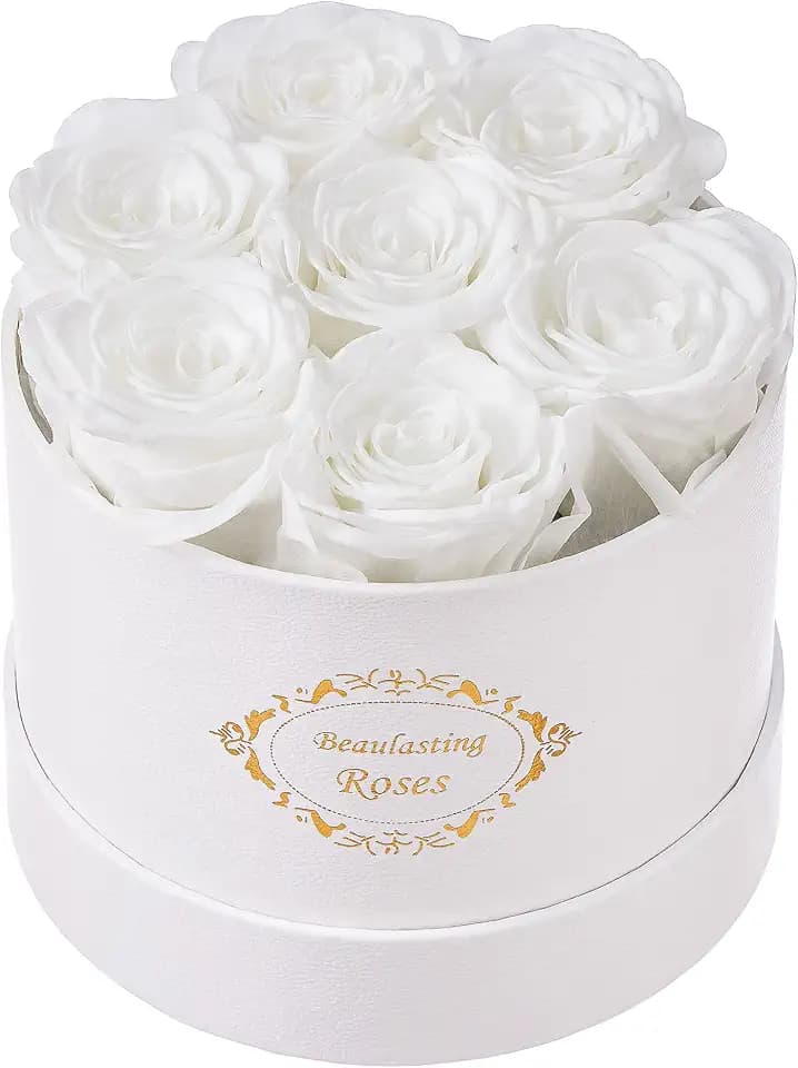 Preserved Roses in a Box Forever Flowers for Delivery (White, White Box)