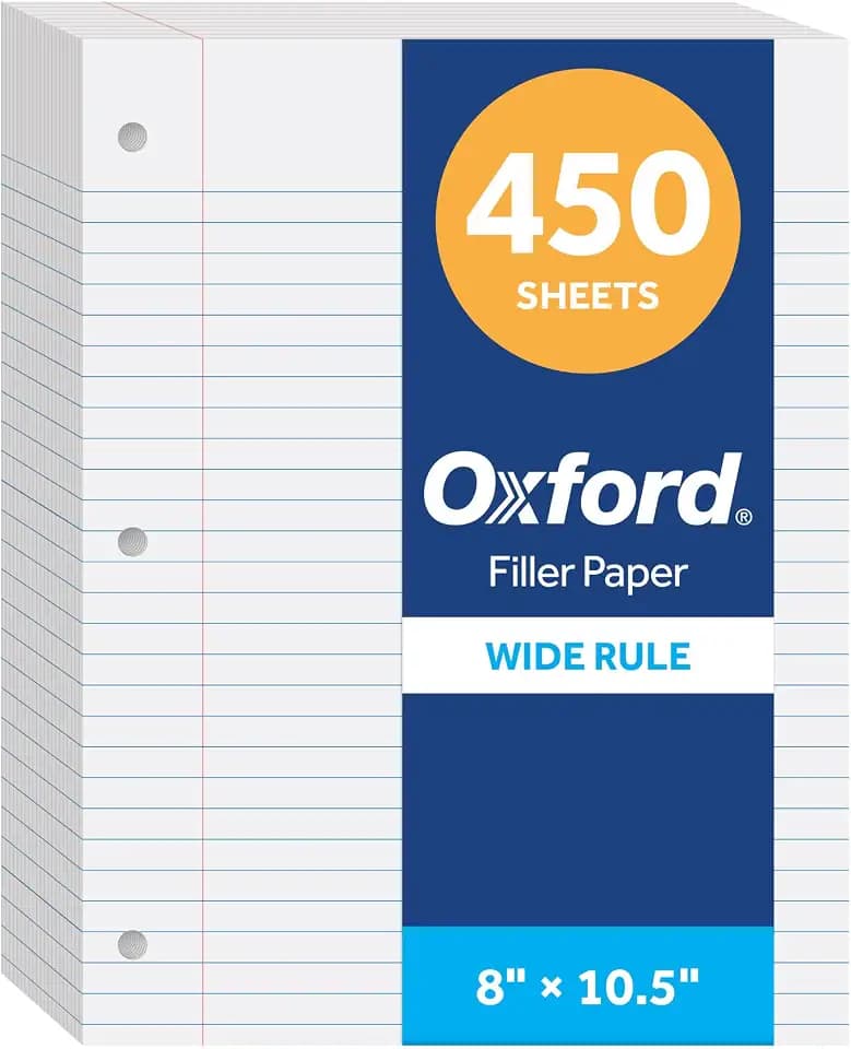 Oxford Wide Ruled Notebook Paper, 450 Sheet Value Pack, 3 Hole Punched
