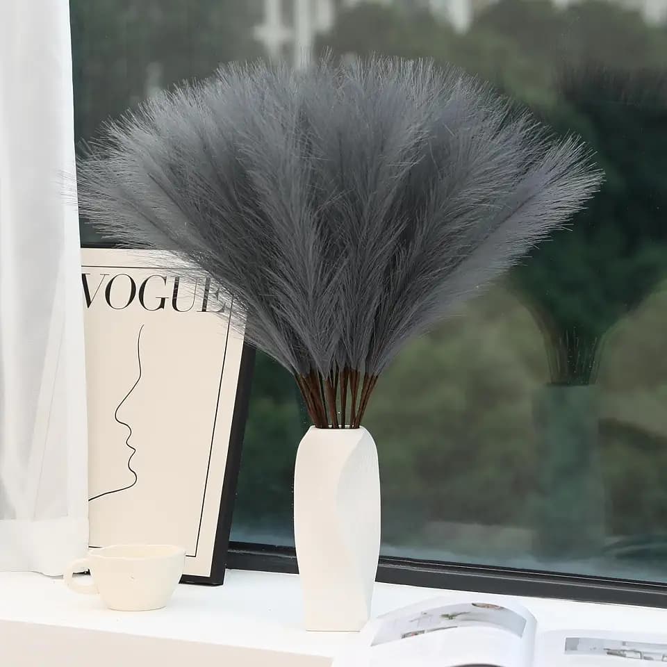 Wertuirk Grey Pampas Grass Decor, 30pcs 24 Inch Long Faux Pampas Grass