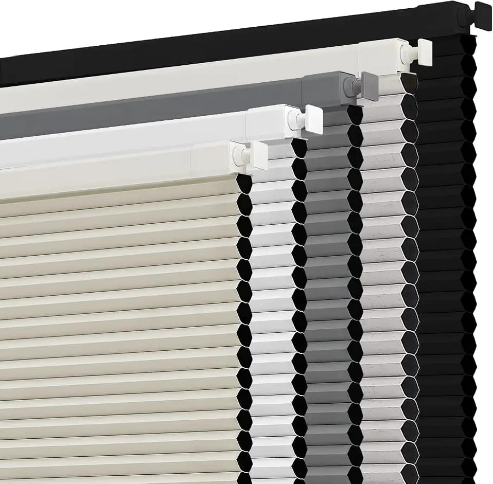 SUNOFF Cordless No Drill Blackout Cellular Shades, 36" W x 64" H, Beige