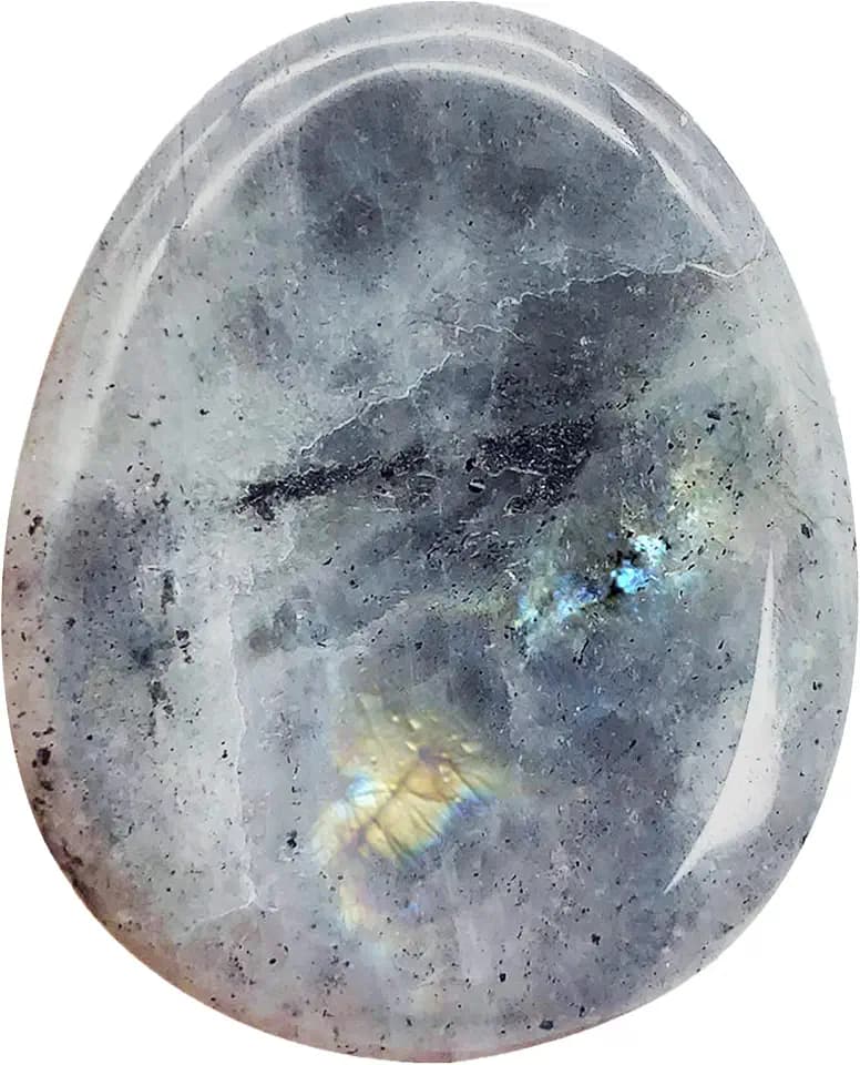 Natural Moonstone Thumb Worry Stone, Hand Carved Healing Crystals Teardrop Palm Pocket Stone for Anxiety Stress Relief Meditation