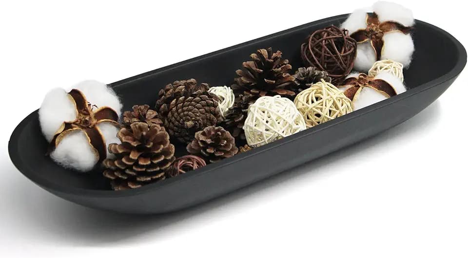 Long Decorative Bowl for Centerpiece, Dough Bowl for home decor 16" Black