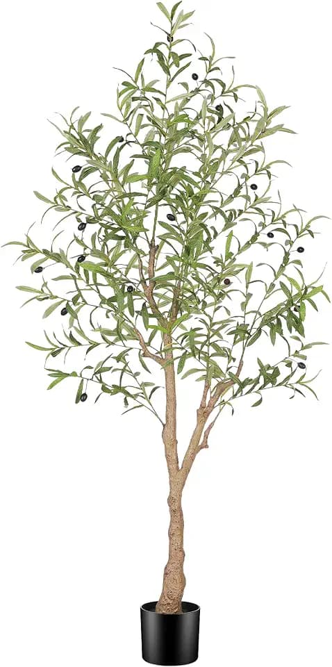 FEELEAD 5FT Artificial Olive Tree with Realistic Leaves & Natural Trunk