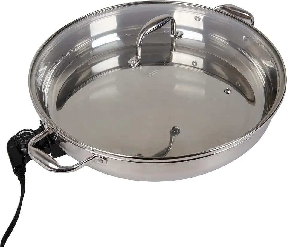 CucinaPro XL Electric 16" Skillet, 18/10 Stainless Steel Pan with Lid