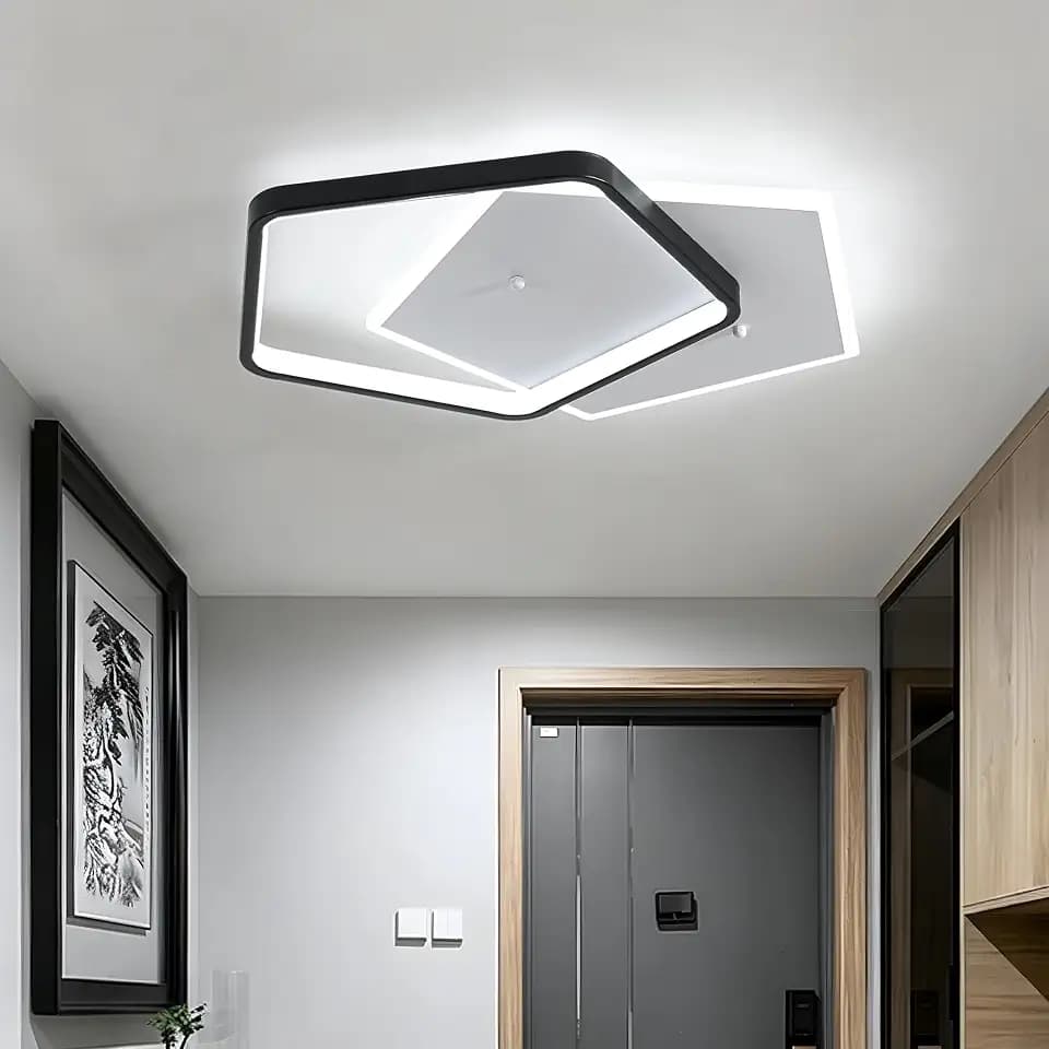 Modern LED Ceiling Light Fixture Dimmable Black Flush Mount Ceiling Lamp