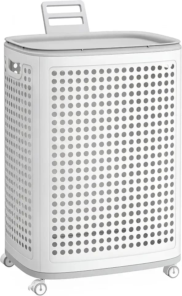 SONGMICS Laundry Hamper with Wheels, 75 L Laundry Basket with Lid