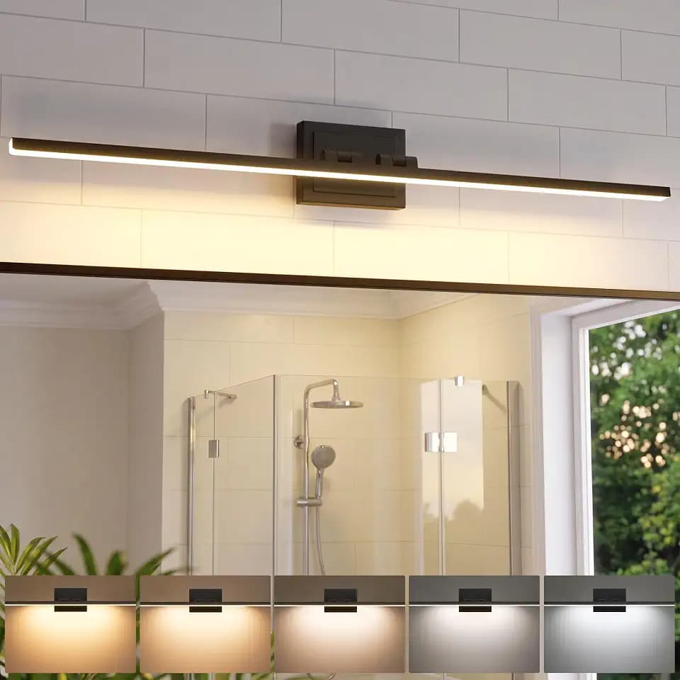 NIORSUN 39.4 Inch Modern Bathroom Light Fixture, 24W 5CCT Dimmable LED Black Bathroom Vanity Lights Over Mirror, Vanity Lights for Bathrooms Restroom Mirror- ETL Certified
