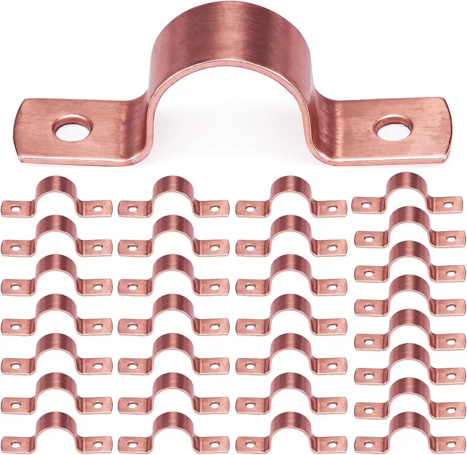 30-Pack 1 inch Copper Pipe Straps, 2-Hole Pipe Clamp Mount