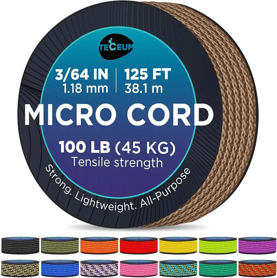 Micro Paracord Rope 1.18 mm x 125 ft – Thin Braided Cord for Crafting & DIY