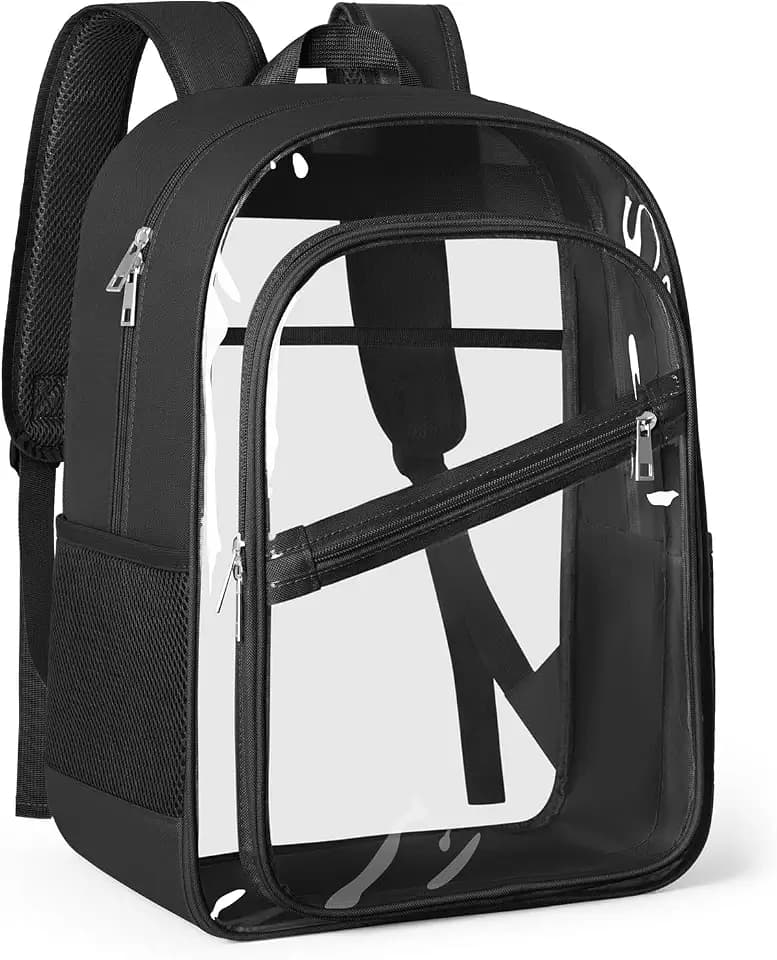 KIMNERPU Clear Backpack Heavy Duty - PVC Bookbag with Reinforced Straps