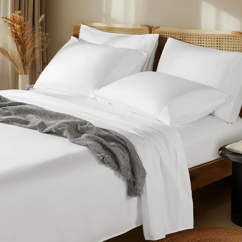 LBRO2M 100% Egyptian Cotton Sheets 16" Deep Pocket 1000TC, 6Pcs Queen