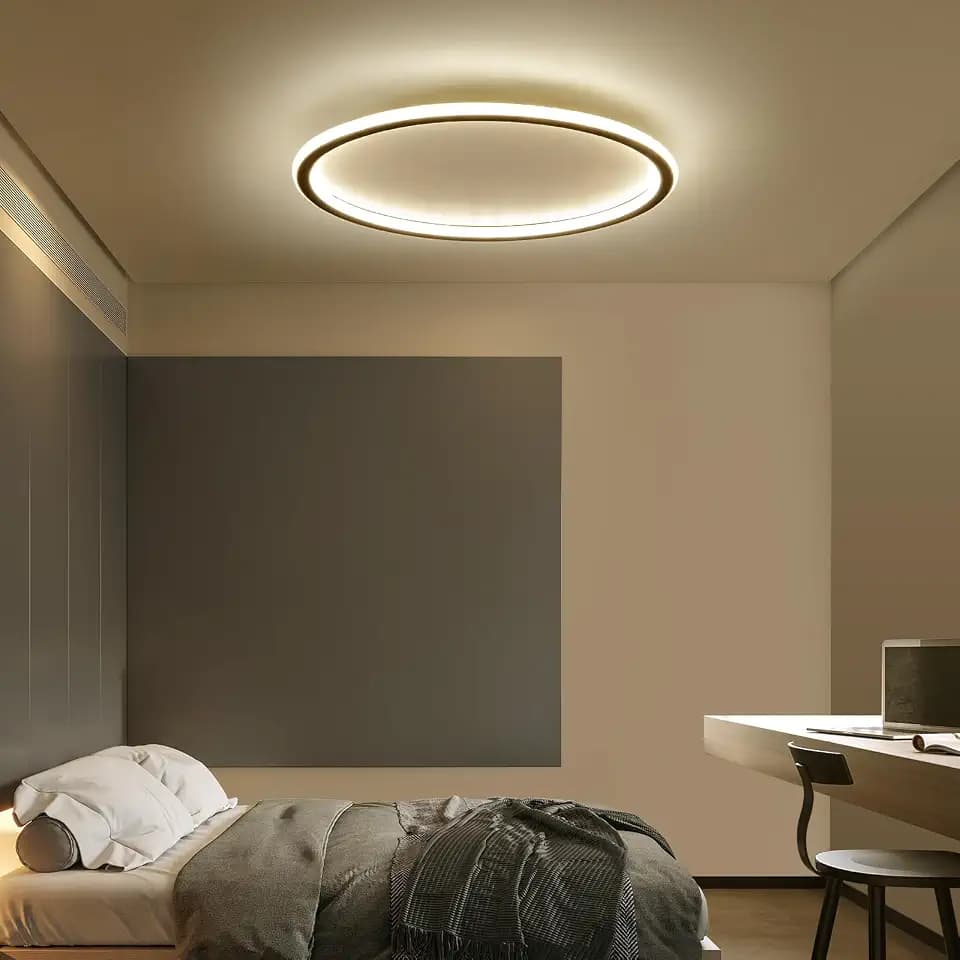 Mikeru 3000K Runde Deckenleuchte, Schlafzimmer Warmes Weiß 60cm LED-Deckenleuchten für das Badezimmer Schlanke Lampe 5cm Dicke Minimalistische Decke Licht für Wohnzimmer, Schlafzimmer