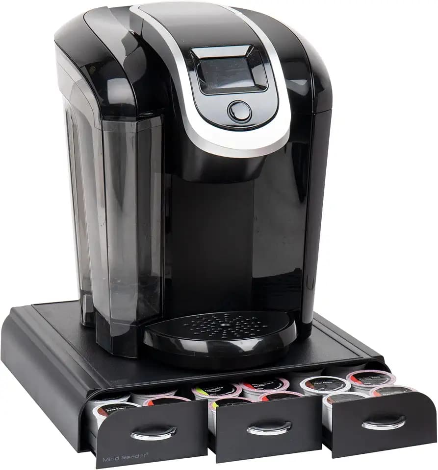 Mind Reader Single Serve Coffee Pod Organizer with 3 Drawers, 36 Pod Capacity, Countertop Coffee Storage for Single Serve Pods, Black